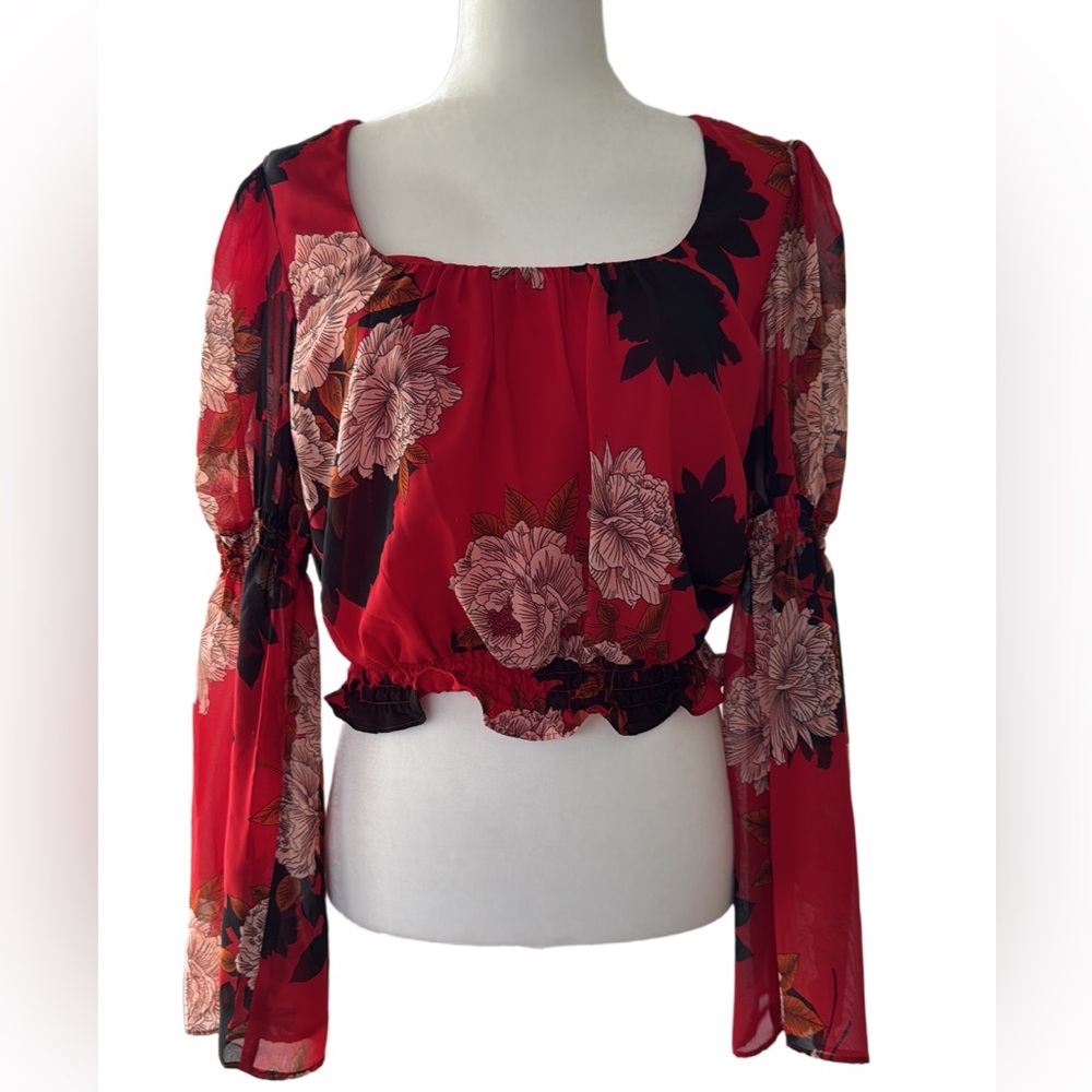 Guess Red Floral Blouse
